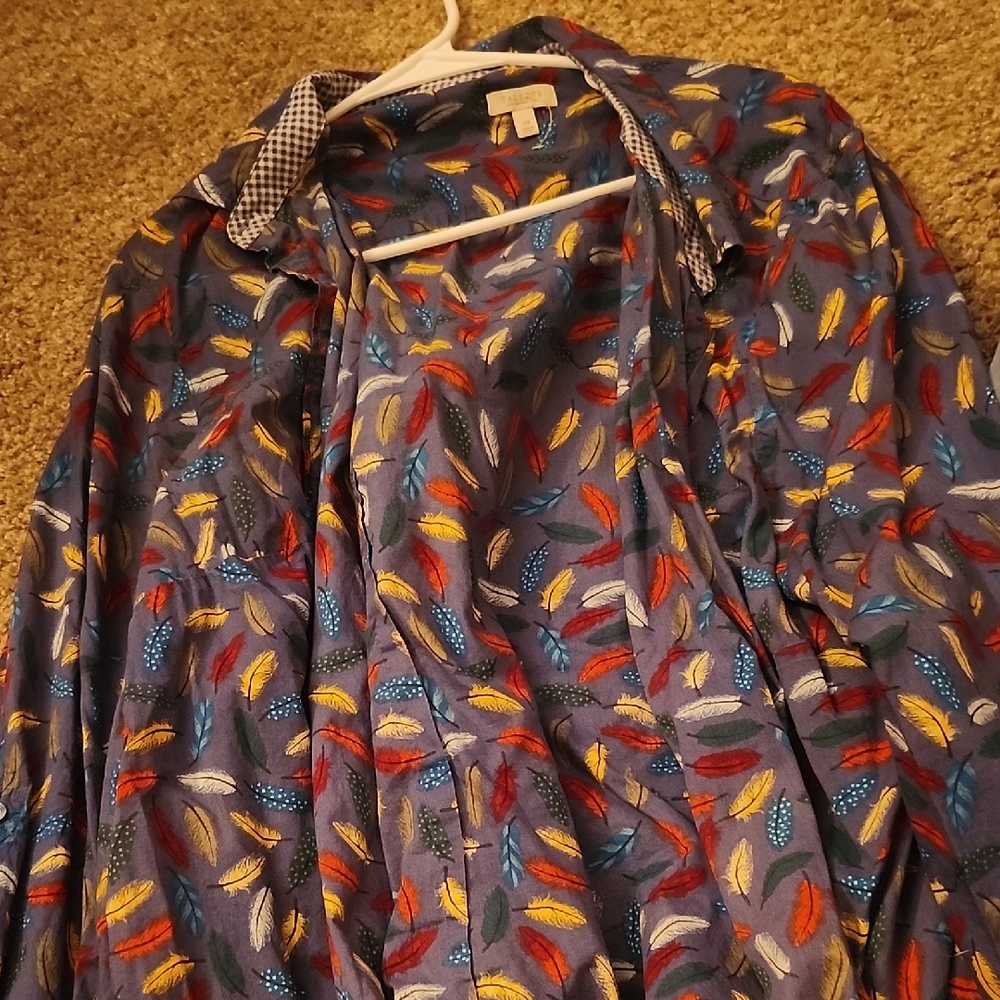 Talbots Blue and Red Casual Button Down Shirt